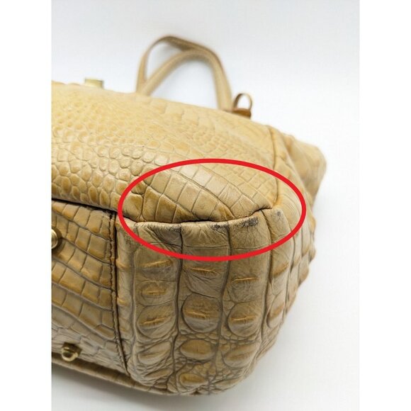 BRAHMIN Collette croc embossed leather satchel shoulder bag - Vanilla/Beige - Picture 11 of 14